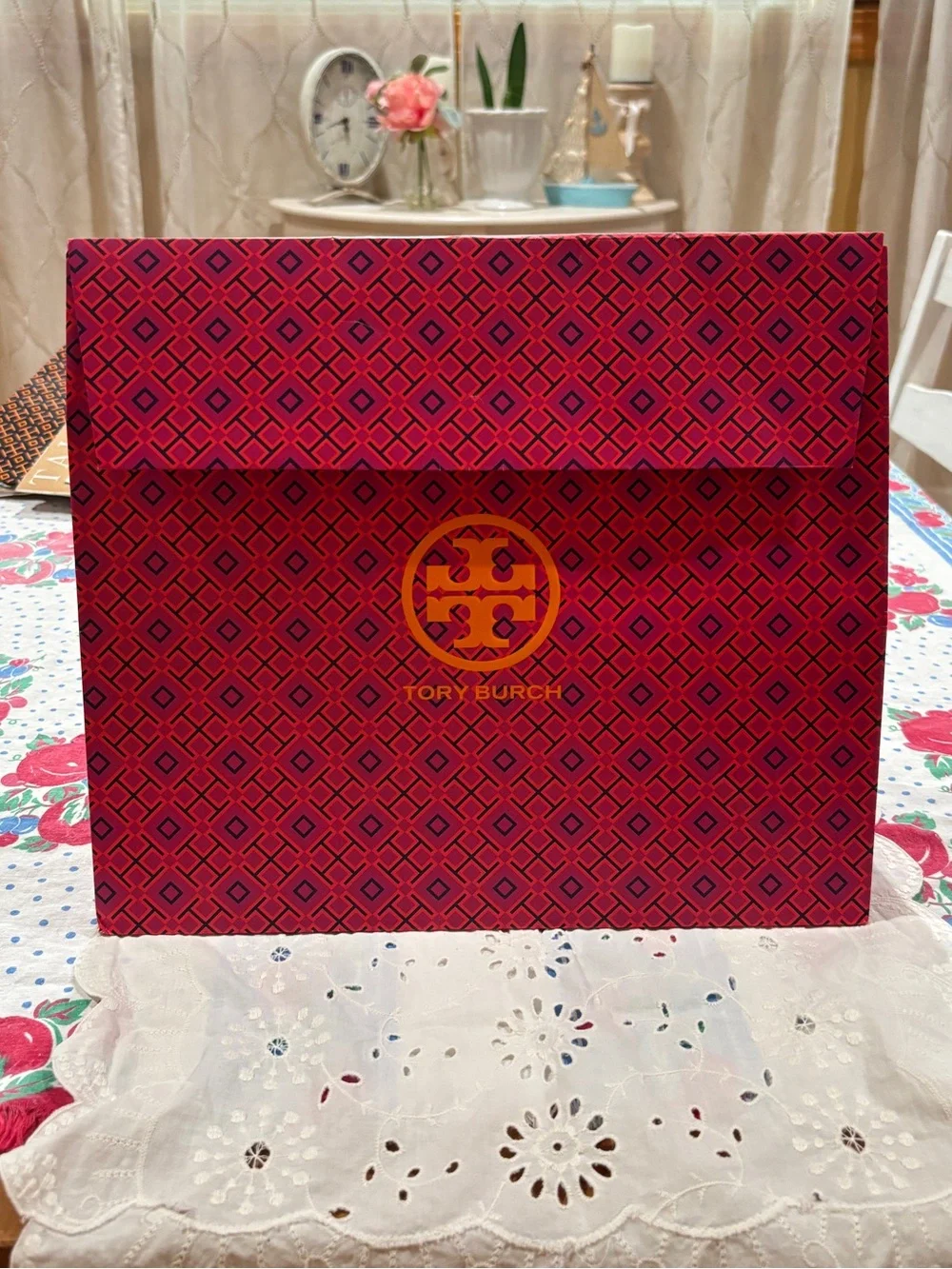 Tory Burch Pink Envelope Paper Bag